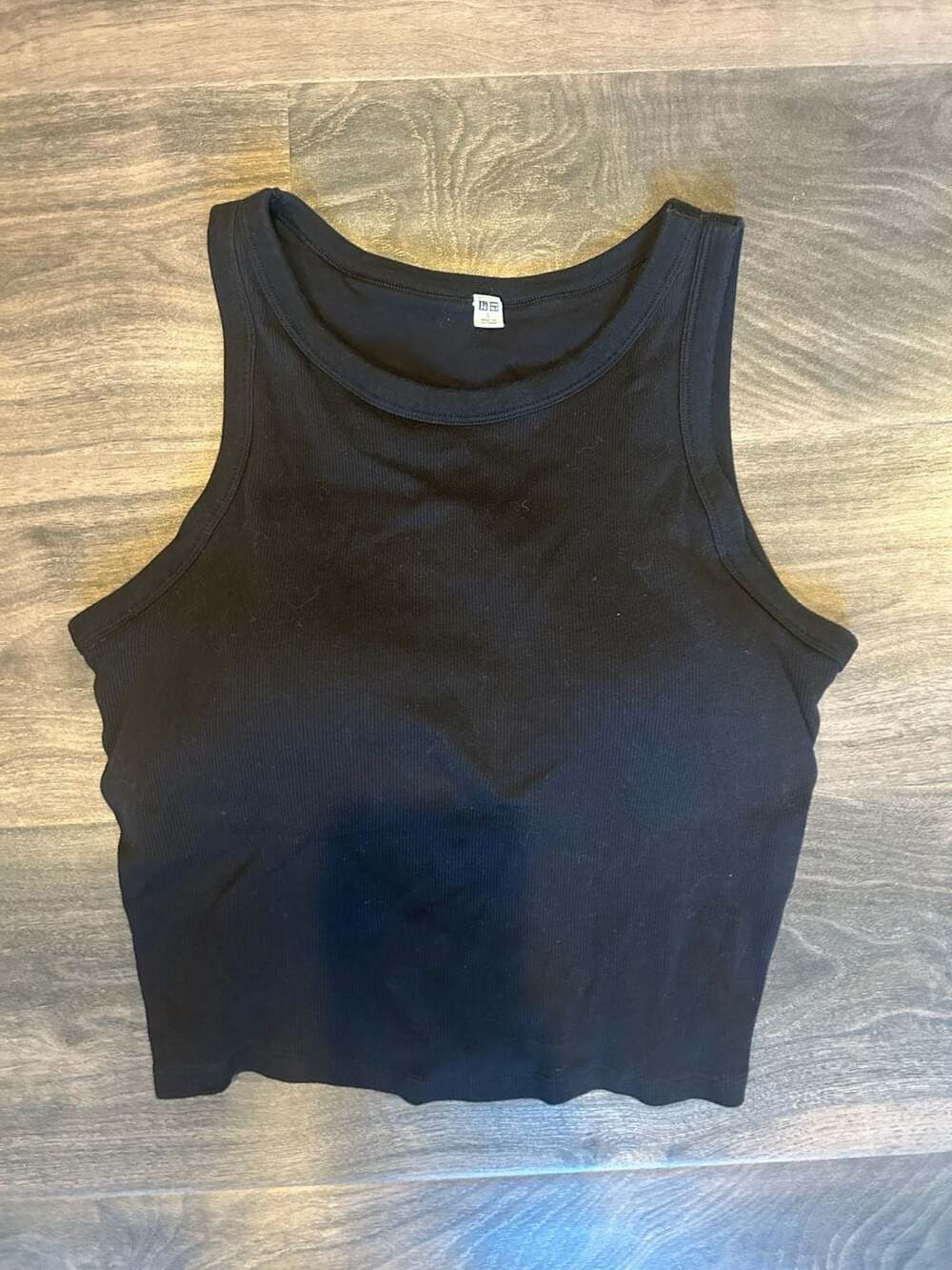 Uniqlo Ribbed Bra Crop Tank Top Size L Black